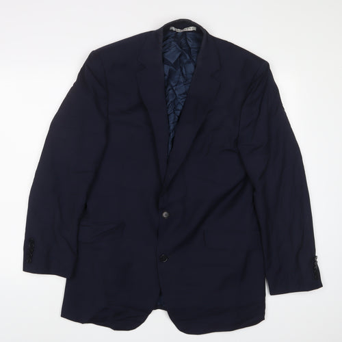 Alexandra Mens Blue Wool Jacket Suit Jacket Size 42 Regular