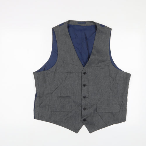 Fellini Mens Grey Polyester Jacket Suit Waistcoat Size 44 Regular