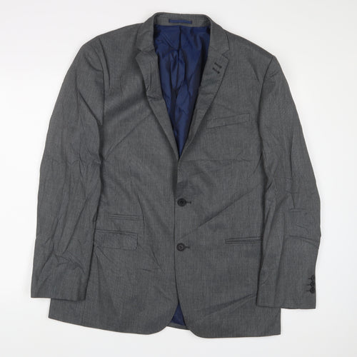 Fellini Mens Grey Polyester Jacket Suit Jacket Size 44 Regular