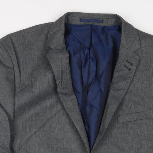 Fellini Mens Grey Polyester Jacket Suit Jacket Size 44 Regular