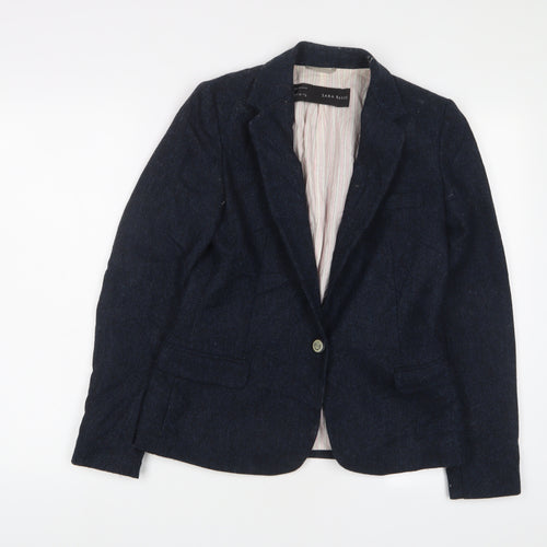 Zara Womens Blue Jacket Blazer Size S Button