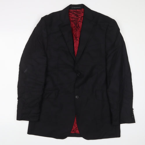 Wallass Mens Black Wool Jacket Suit Jacket Size 40 Regular