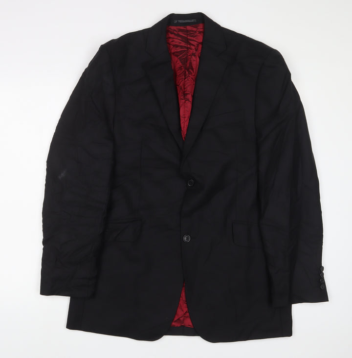 Wallass Mens Black Wool Jacket Suit Jacket Size 40 Regular
