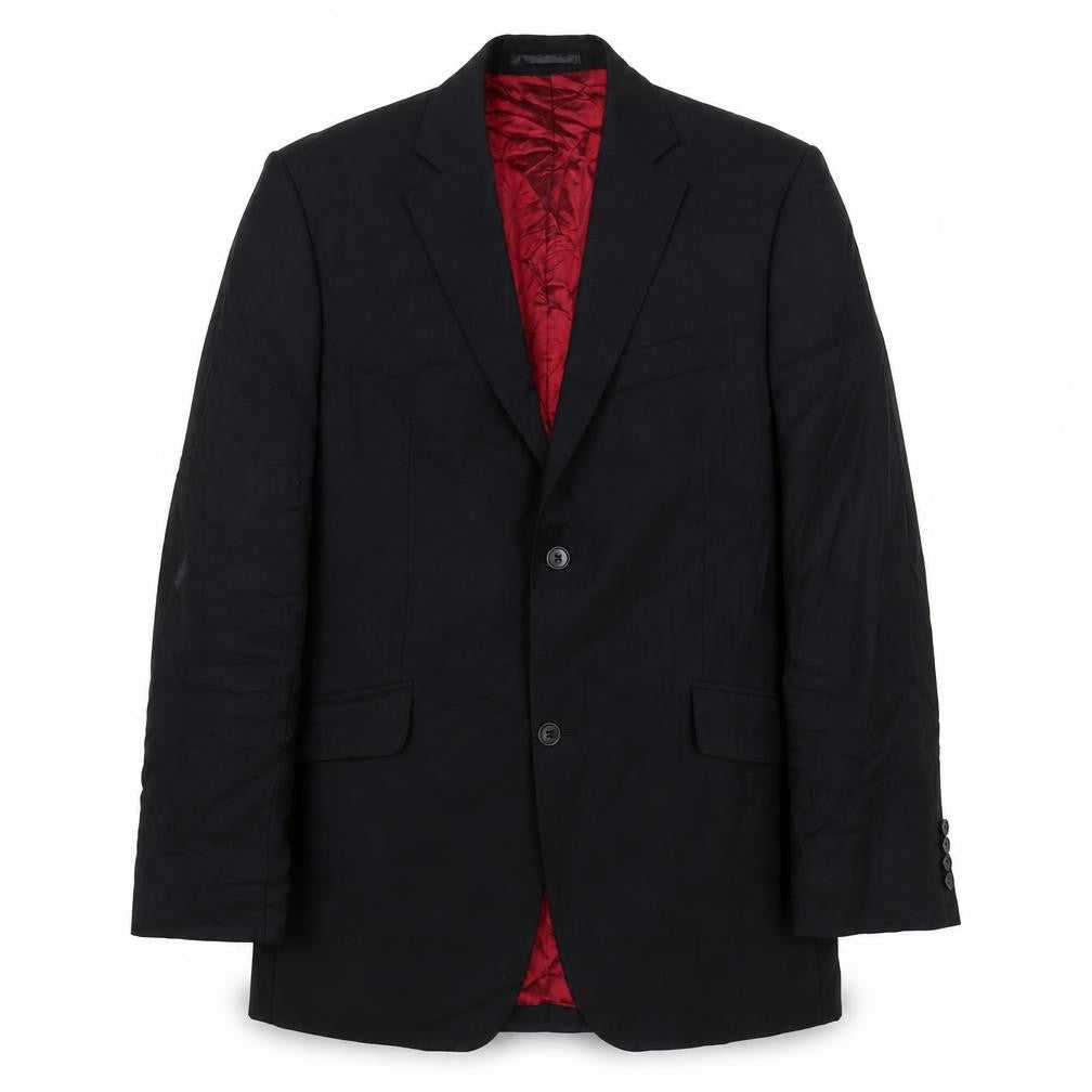 Front view of Wallass men’s black wool jacket suit jacket, size 40, regular