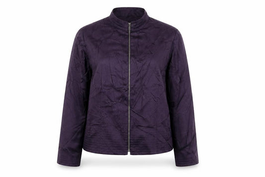 Front view of Marks & Spencer women’s purple jacket, size UK 18, zip