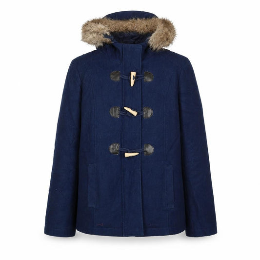 Front view of Marks & Spencer women’s blue jacket coat, size UK 12, zip