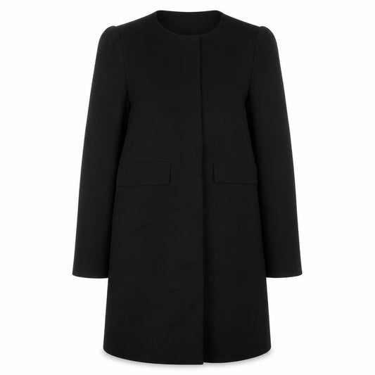 Front view of H&M women’s black jacket, size UK 10, button
