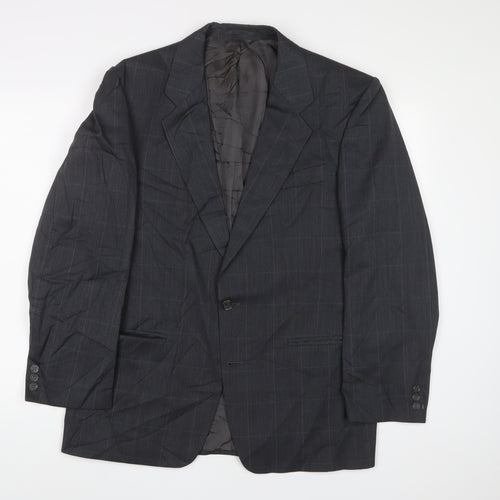 Marks and Spencer Mens Grey Plaid Polyester Jacket Suit Jacket Size 40 Regular