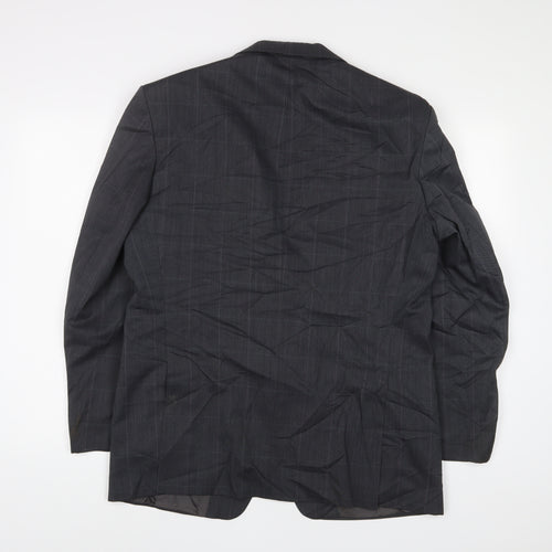 Marks and Spencer Mens Grey Plaid Polyester Jacket Suit Jacket Size 40 Regular