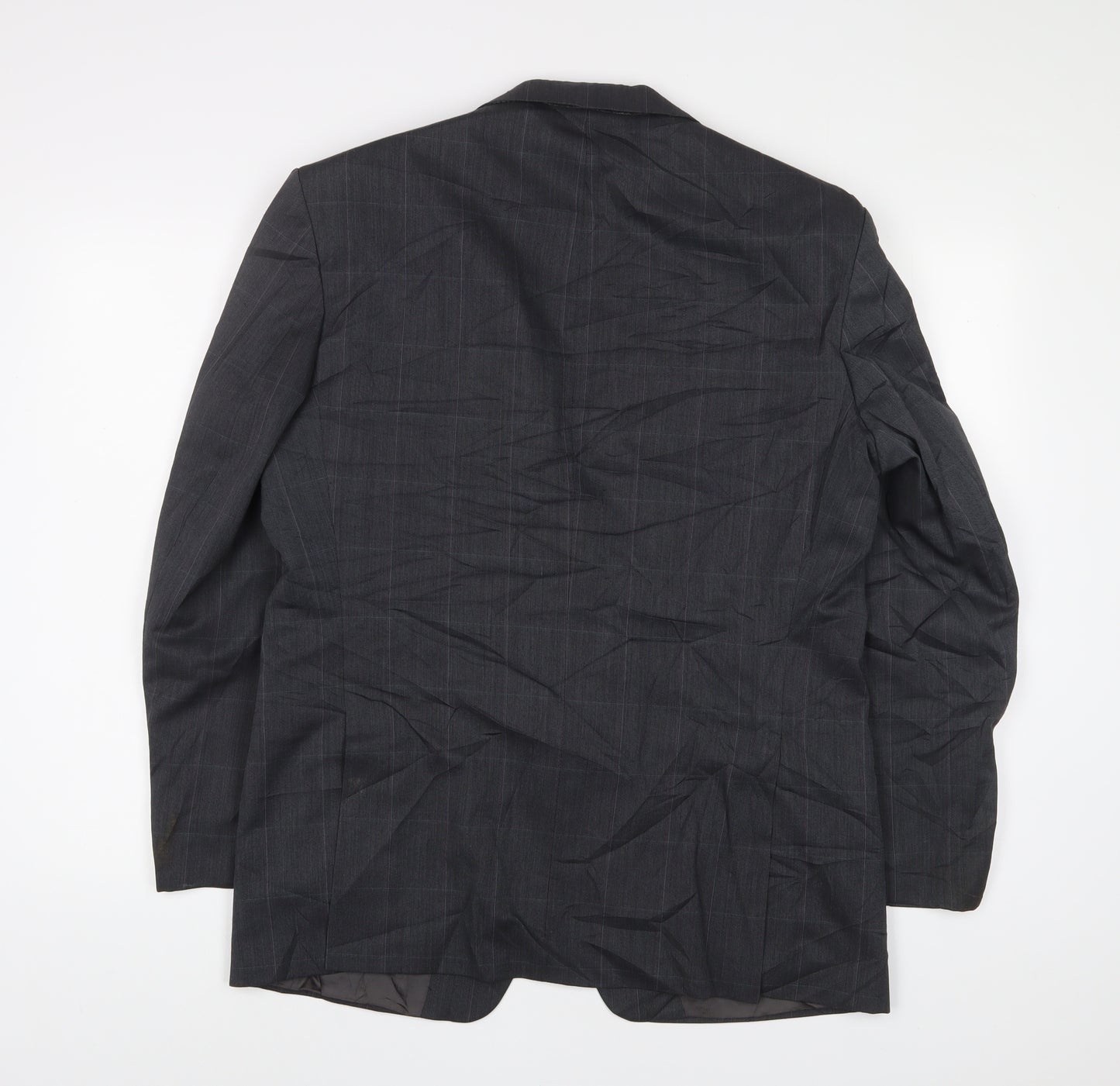 Marks and Spencer Mens Grey Plaid Polyester Jacket Suit Jacket Size 40 Regular