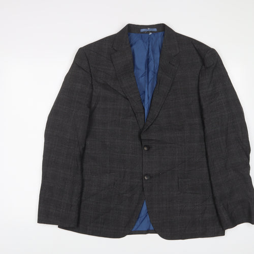 Marks and Spencer Mens Grey Plaid Polyester Jacket Suit Jacket Size 40 Regular
