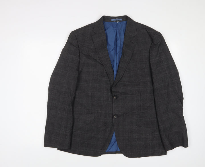 Marks and Spencer Mens Grey Plaid Polyester Jacket Suit Jacket Size 40 Regular