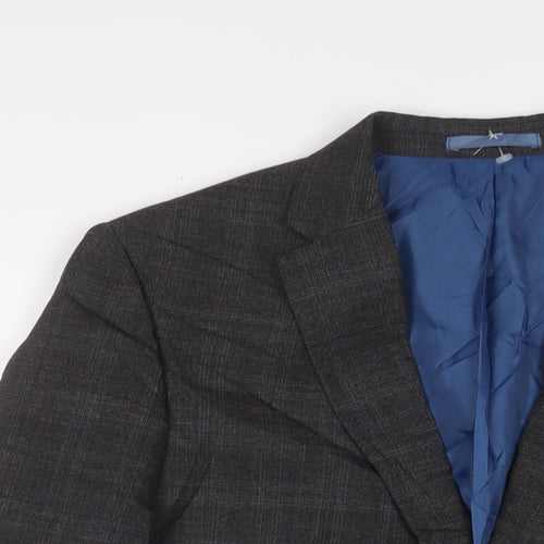 Marks and Spencer Mens Grey Plaid Polyester Jacket Suit Jacket Size 40 Regular