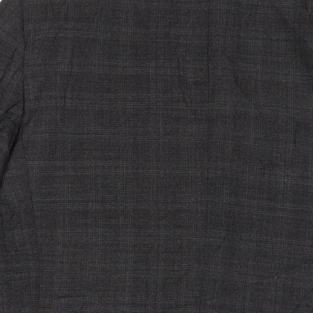 Marks and Spencer Mens Grey Plaid Polyester Jacket Suit Jacket Size 40 Regular