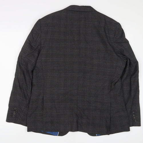 Marks and Spencer Mens Grey Plaid Polyester Jacket Suit Jacket Size 40 Regular