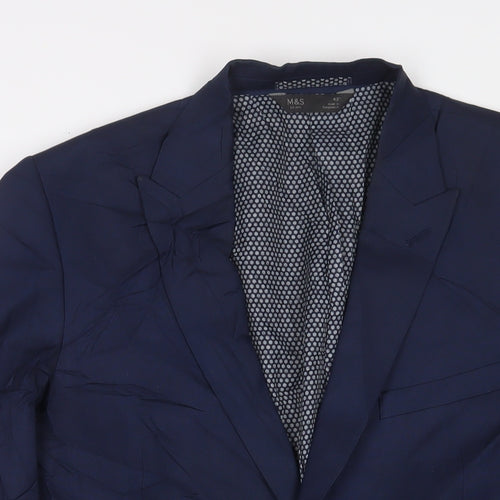 Marks and Spencer Mens Blue Polyester Jacket Suit Jacket Size 42 Regular