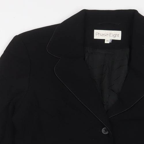 Phase Eight Womens Black Jacket Blazer Size 14 Button