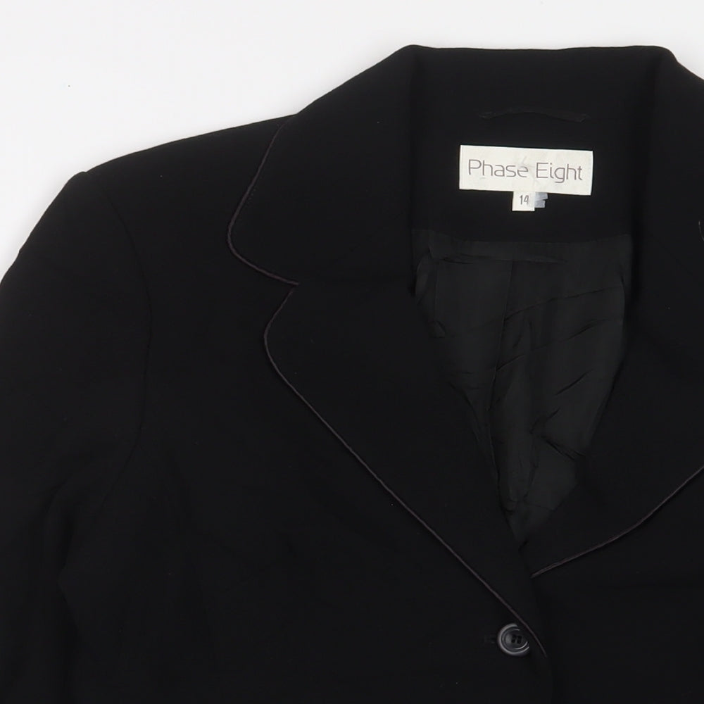 Phase Eight Womens Black Jacket Blazer Size 14 Button