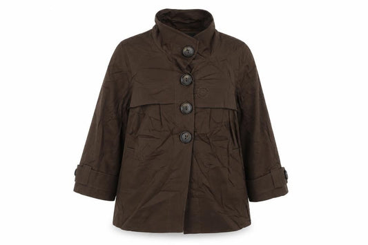 Front view of Dorothy Perkins women’s brown jacket, size UK 14, button