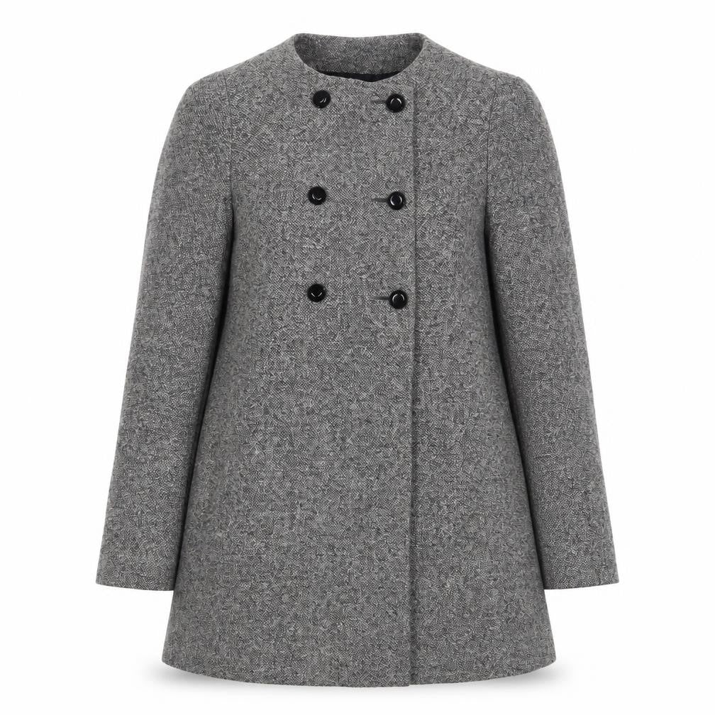Front view of Zara women’s grey jacket coat, size S, button