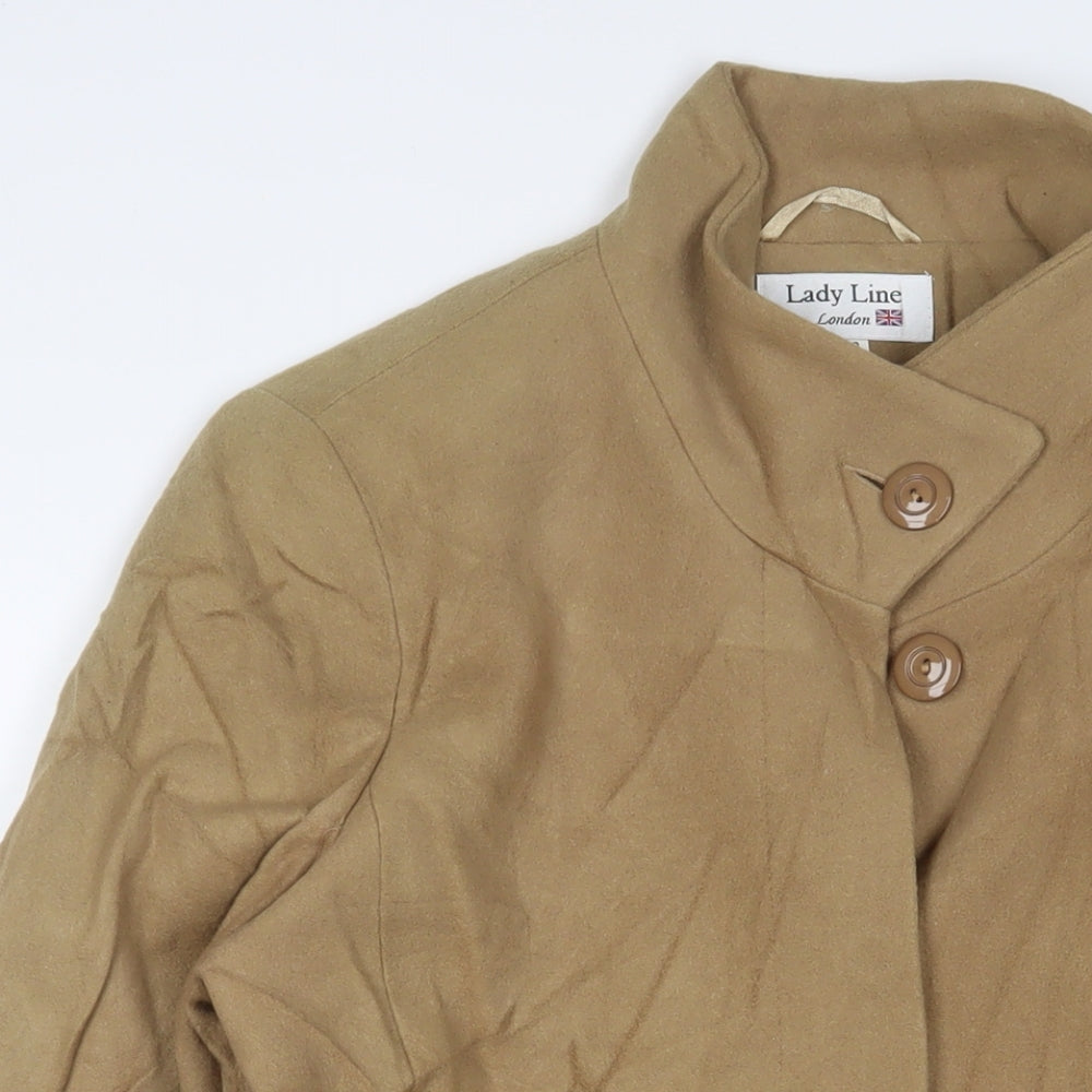Lady Line Womens Beige Overcoat Coat Size 12 Button - Pockets