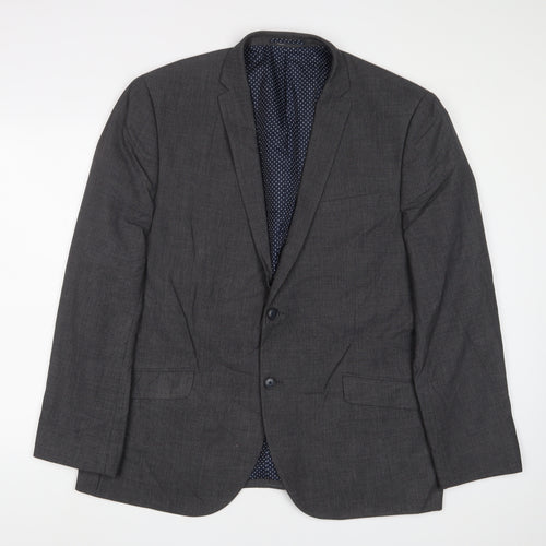 NEXT Mens Grey Polyester Jacket Suit Jacket Size 46 Regular