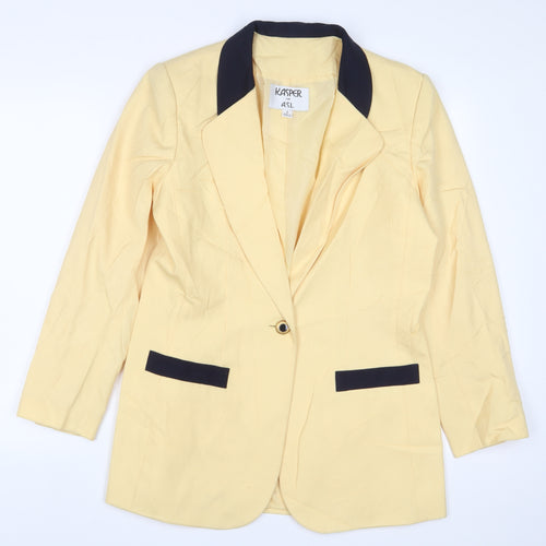 Kasper Womens Yellow Jacket Blazer Size 8 Button