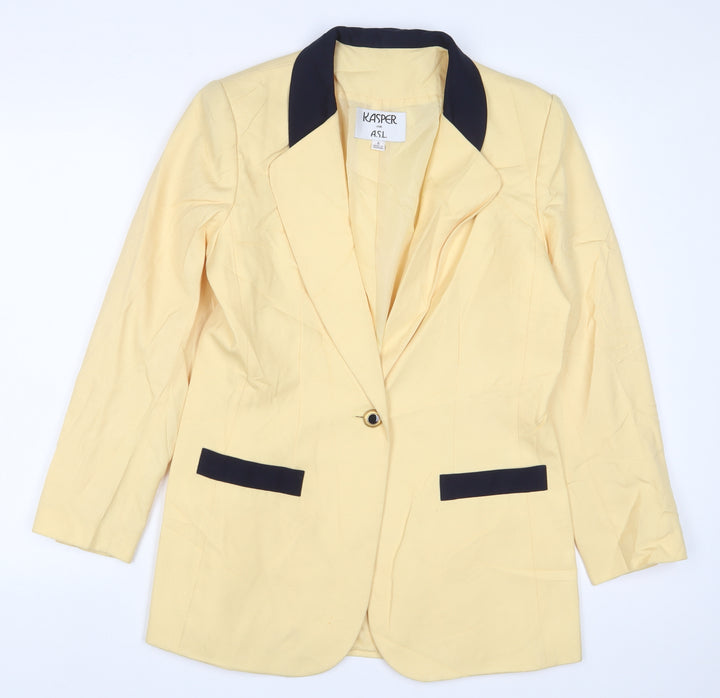Kasper Womens Yellow Jacket Blazer Size 8 Button