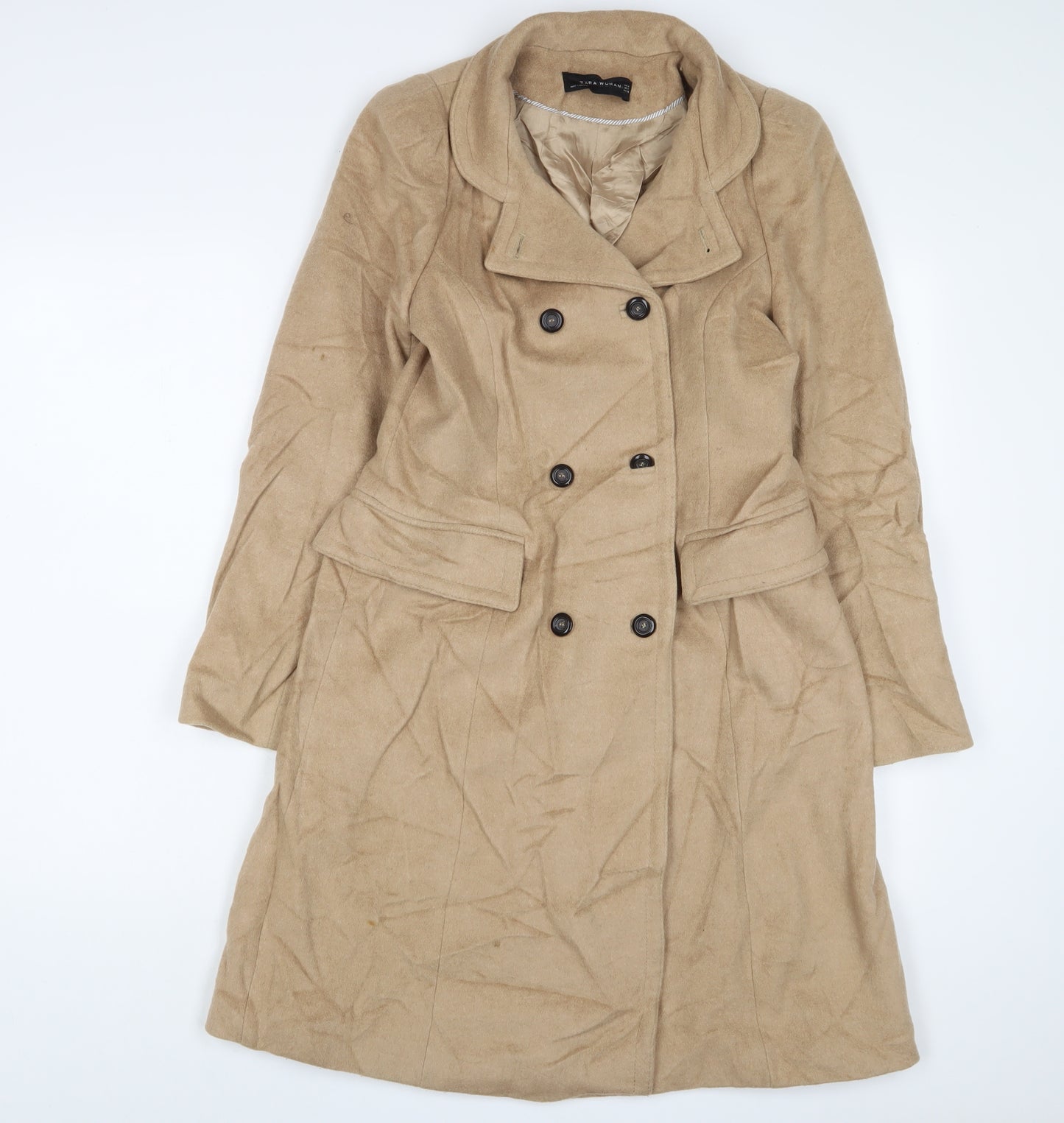 Zara Womens Brown Overcoat Coat Size M Button - Pockets