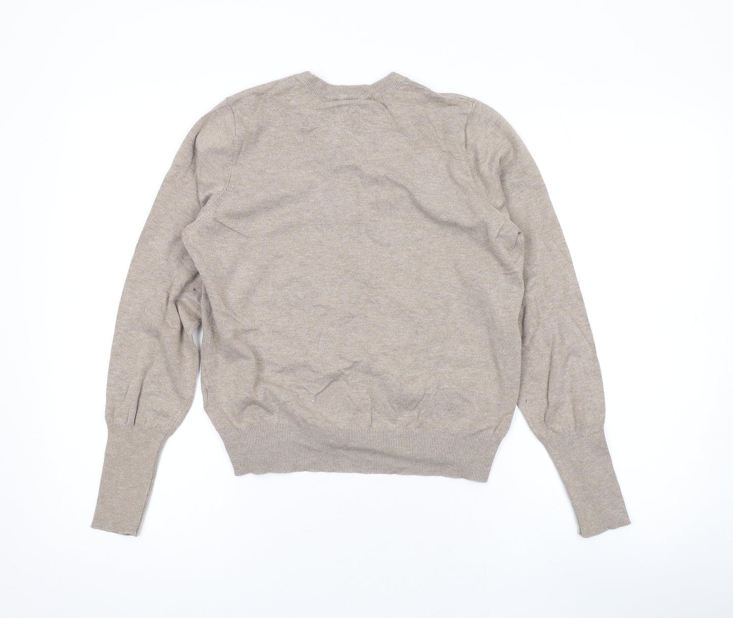Marks and Spencer Womens Beige Round Neck Viscose Cardigan Jumper Size 12