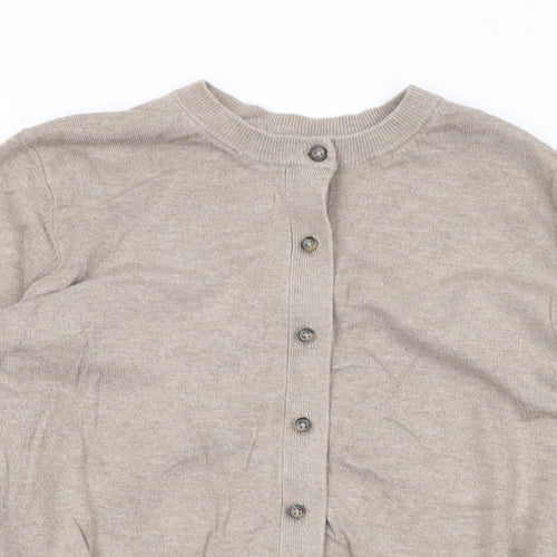 Marks and Spencer Womens Beige Round Neck Viscose Cardigan Jumper Size 12