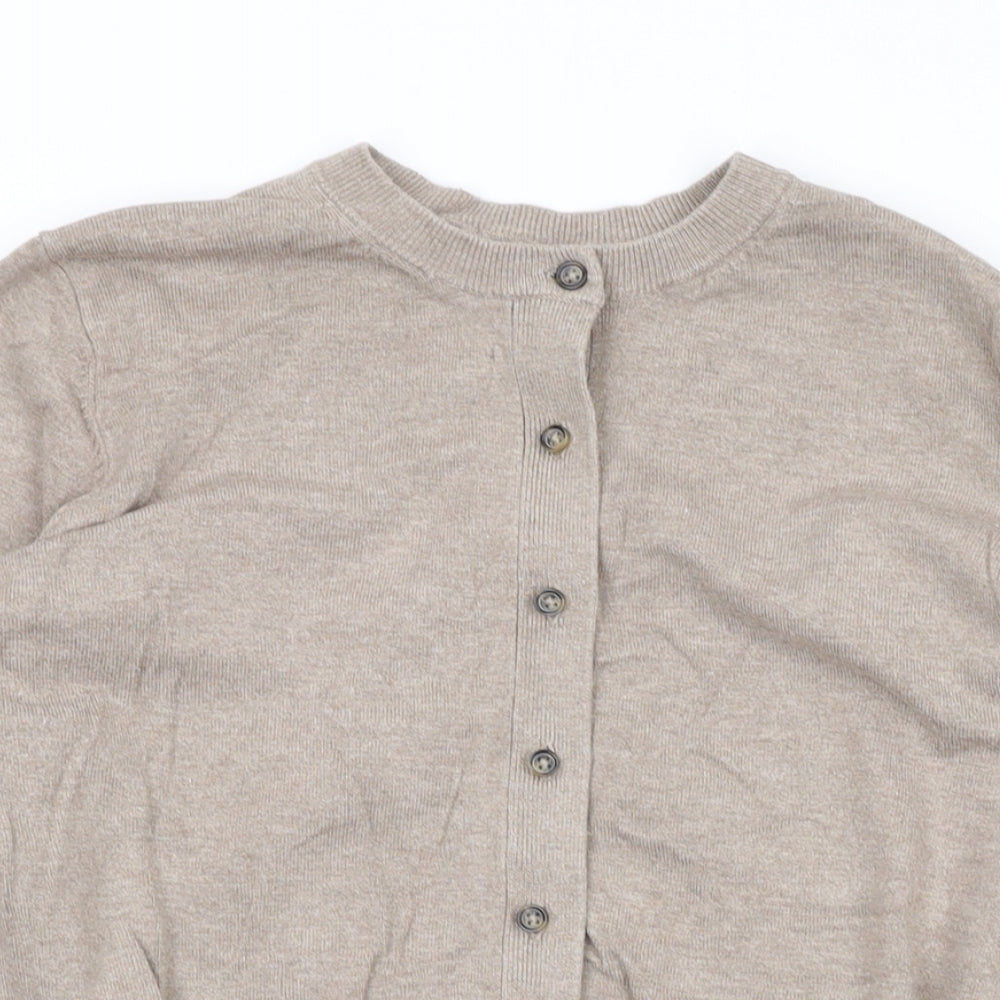 Marks and Spencer Womens Beige Round Neck Viscose Cardigan Jumper Size 12