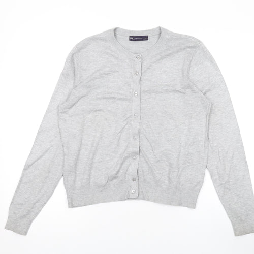 Marks and Spencer Womens Grey Round Neck Viscose Cardigan Jumper Size 14