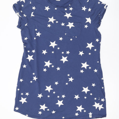 John Lewis Womens Blue Geometric Cotton Top Nightshirt Size 14 - Star Print