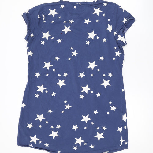 John Lewis Womens Blue Geometric Cotton Top Nightshirt Size 14 - Star Print