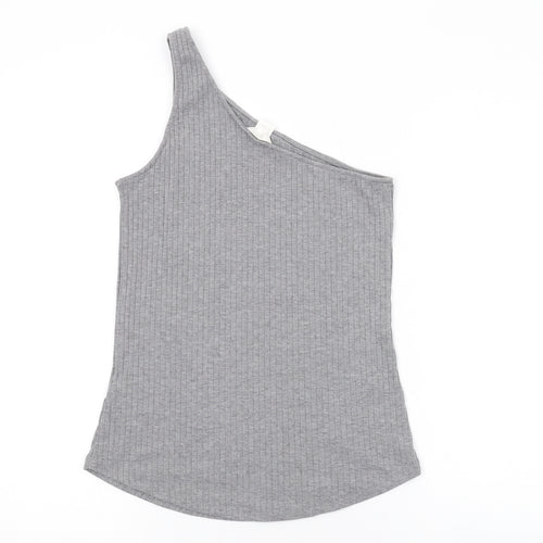 H&M Womens Grey Polyester Basic Tank Size S One Shoulder