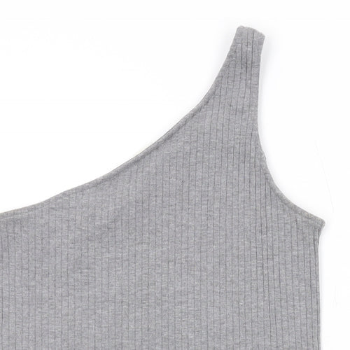 H&M Womens Grey Polyester Basic Tank Size S One Shoulder