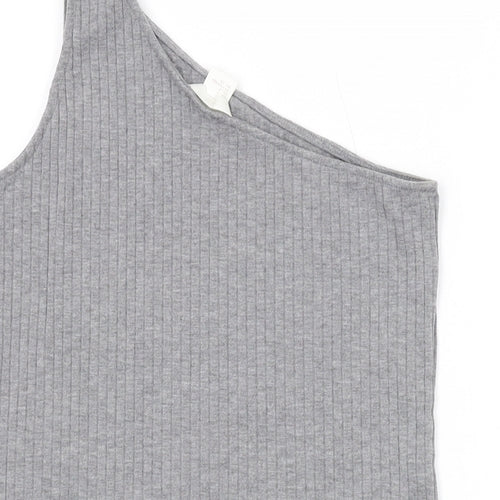 H&M Womens Grey Polyester Basic Tank Size S One Shoulder
