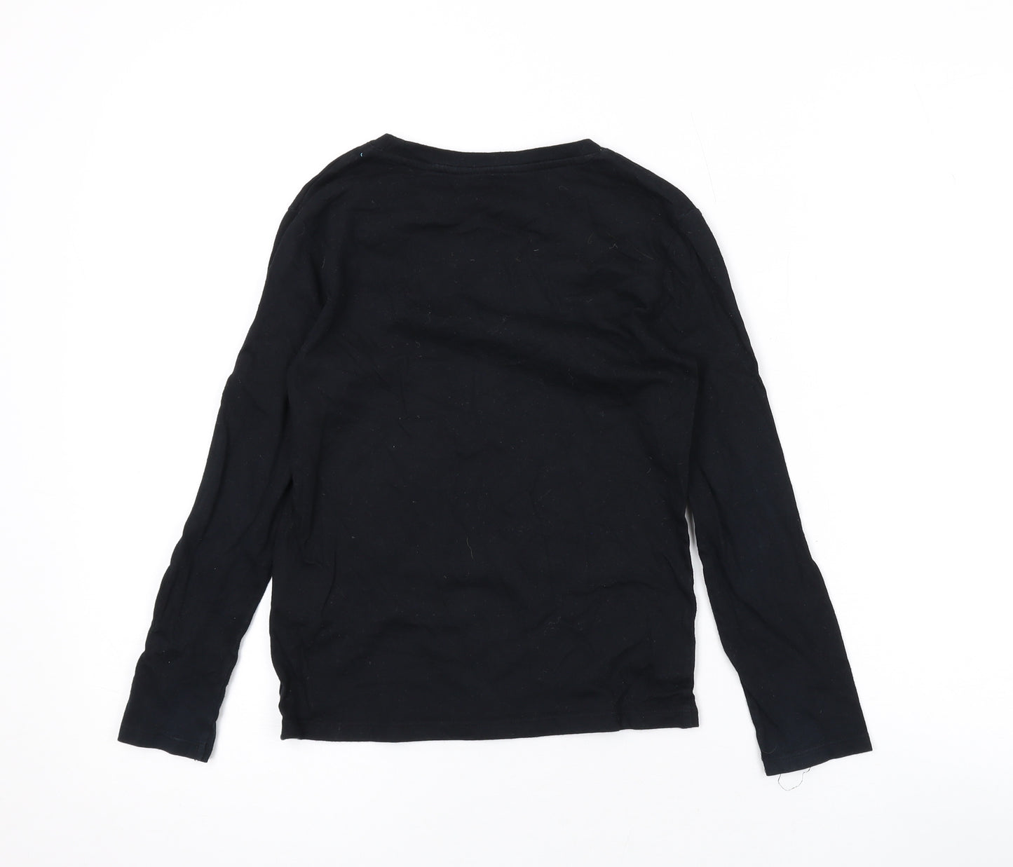 H&M Boys Black Cotton Basic T-Shirt Size 6-7 Years Round Neck Pullover - Skeleton, Halloween