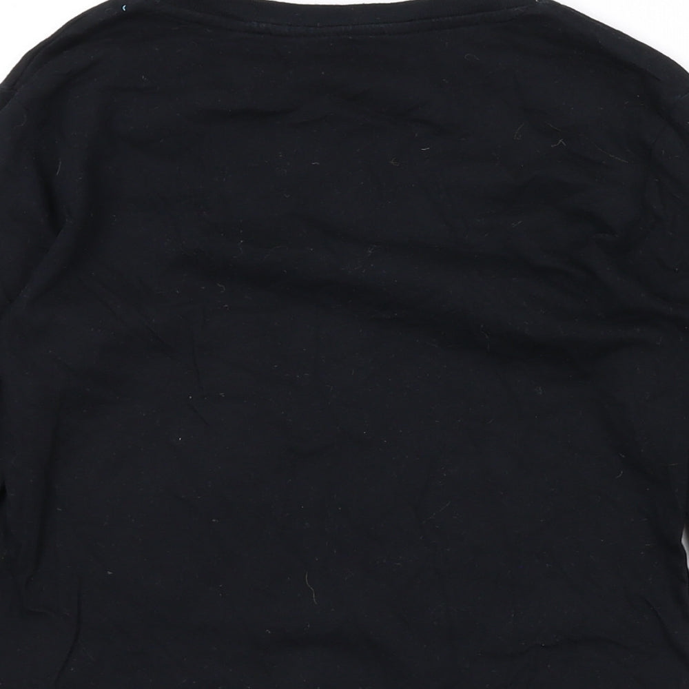 H&M Boys Black Cotton Basic T-Shirt Size 6-7 Years Round Neck Pullover - Skeleton, Halloween