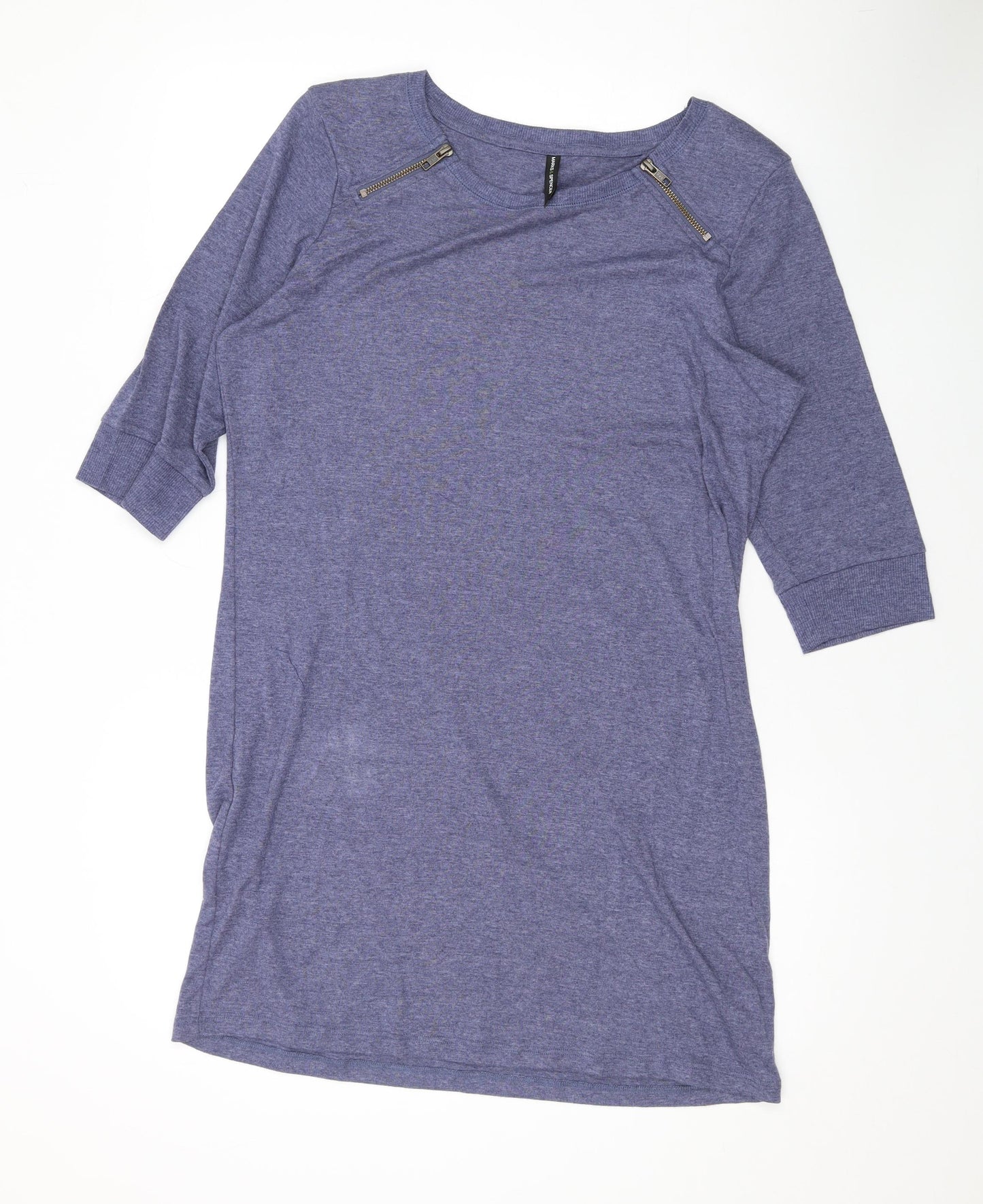 Marks and Spencer Womens Blue Polyester Basic T-Shirt Size 18 Round Neck