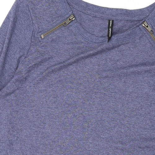 Marks and Spencer Womens Blue Polyester Basic T-Shirt Size 18 Round Neck