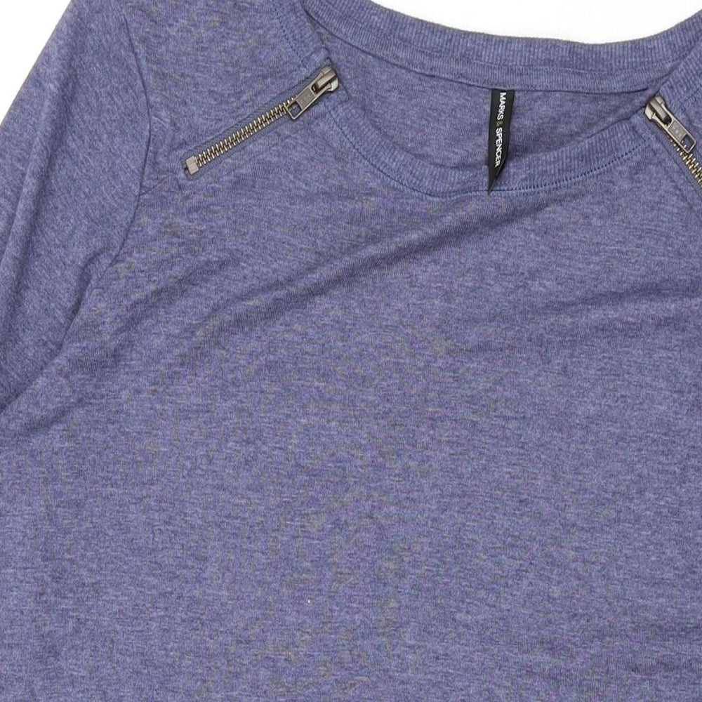 Marks and Spencer Womens Blue Polyester Basic T-Shirt Size 18 Round Neck