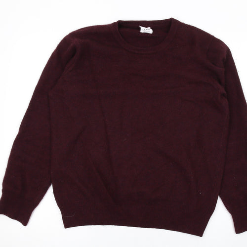 John Lewis Mens Red Round Neck Cashmere Pullover Jumper Size M Long Sleeve