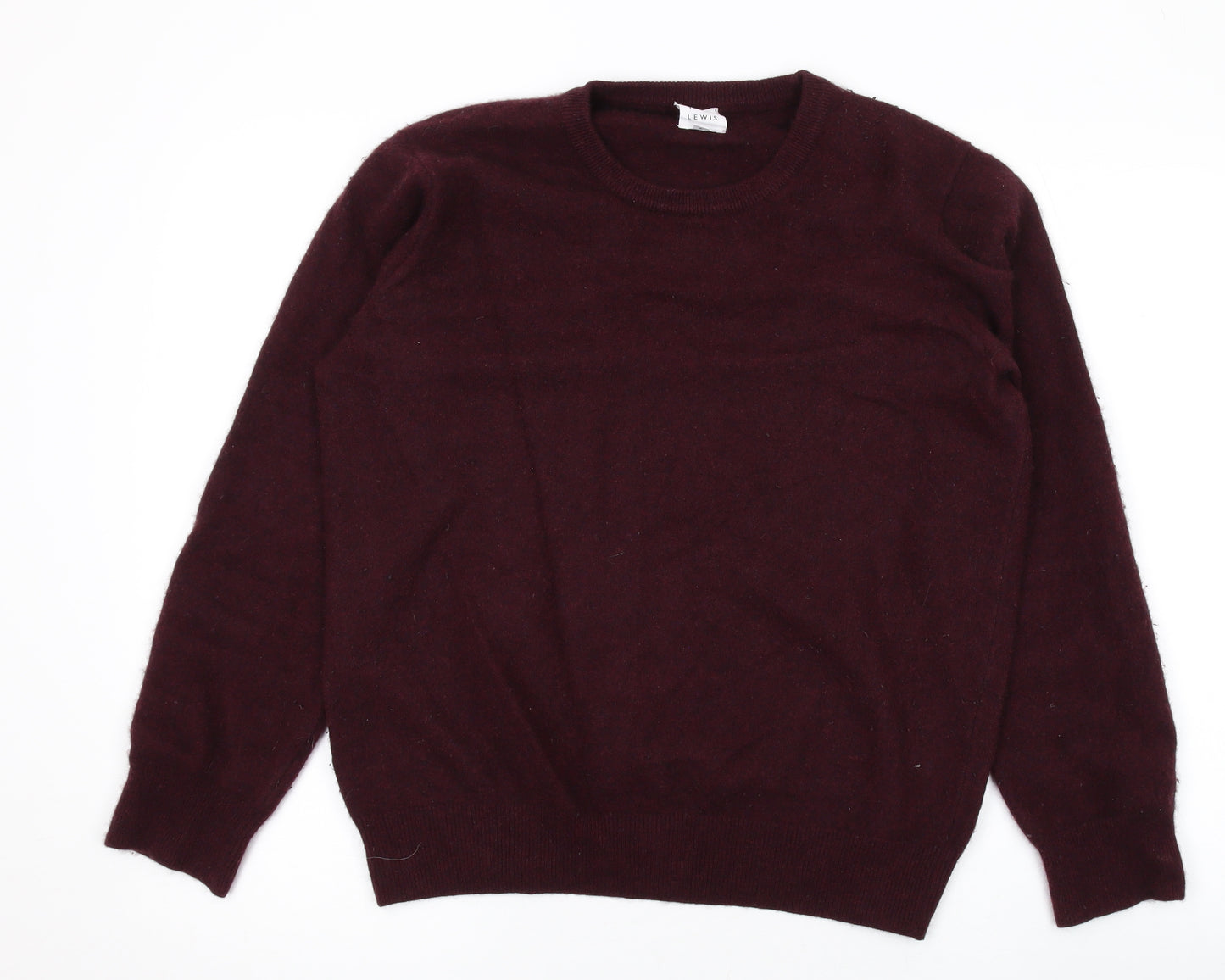 John Lewis Mens Red Round Neck Cashmere Pullover Jumper Size M Long Sleeve