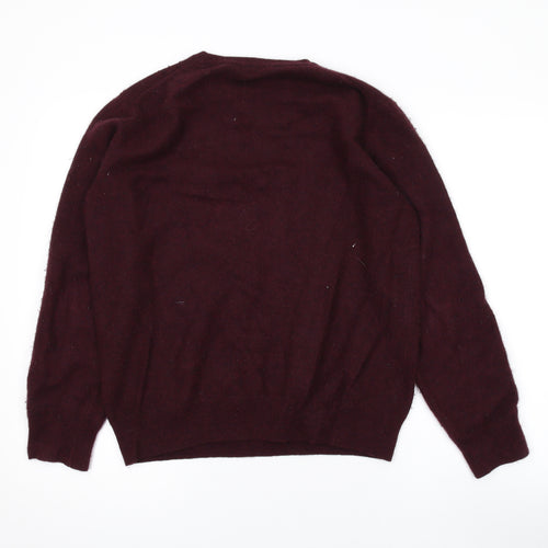 John Lewis Mens Red Round Neck Cashmere Pullover Jumper Size M Long Sleeve