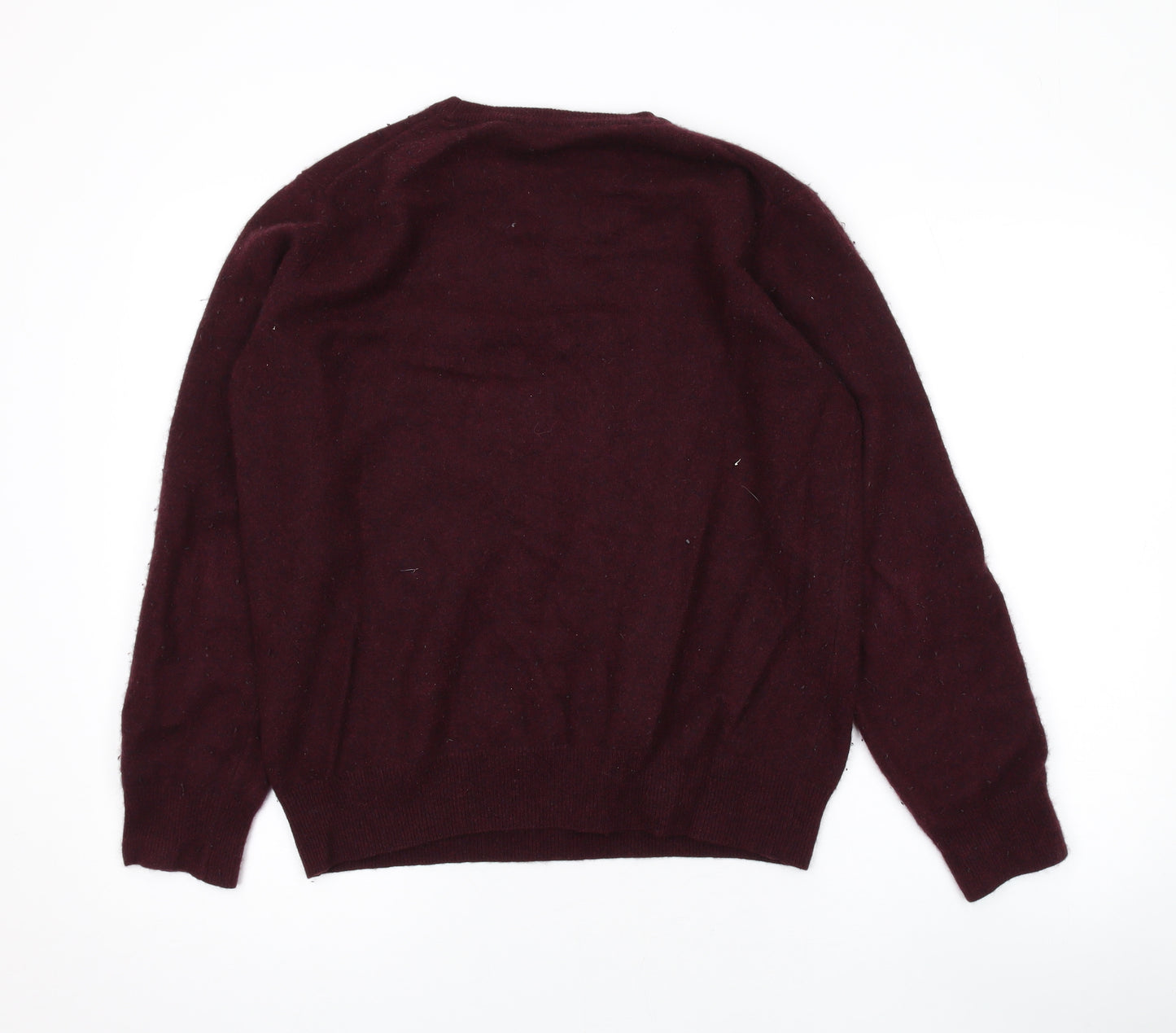 John Lewis Mens Red Round Neck Cashmere Pullover Jumper Size M Long Sleeve