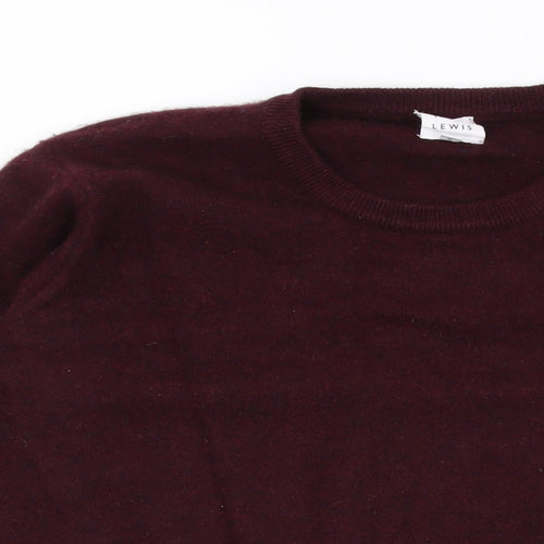 John Lewis Mens Red Round Neck Cashmere Pullover Jumper Size M Long Sleeve