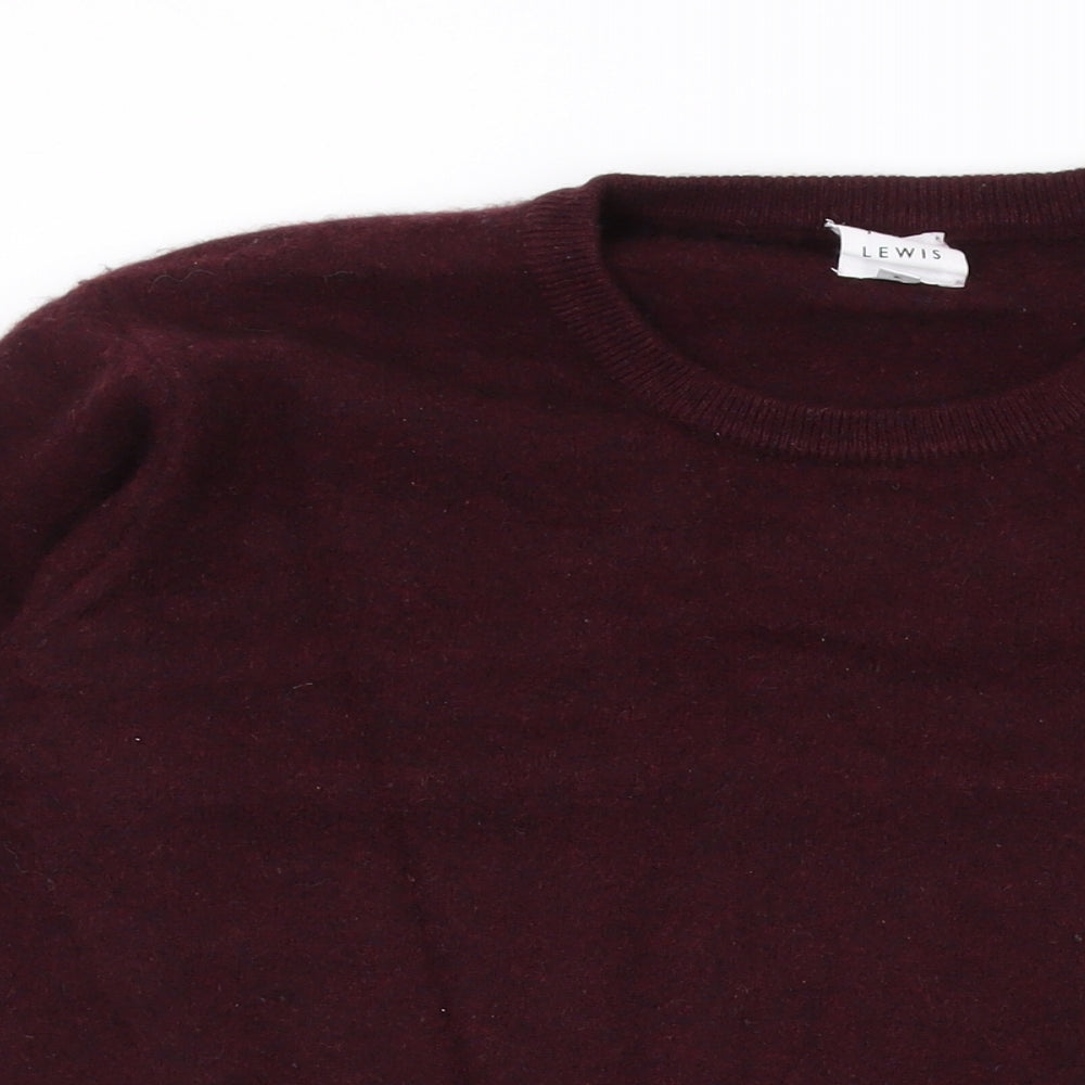 John Lewis Mens Red Round Neck Cashmere Pullover Jumper Size M Long Sleeve