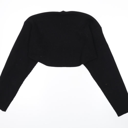 NEXT Womens Black V-Neck Acrylic Shrug Jumper Size M